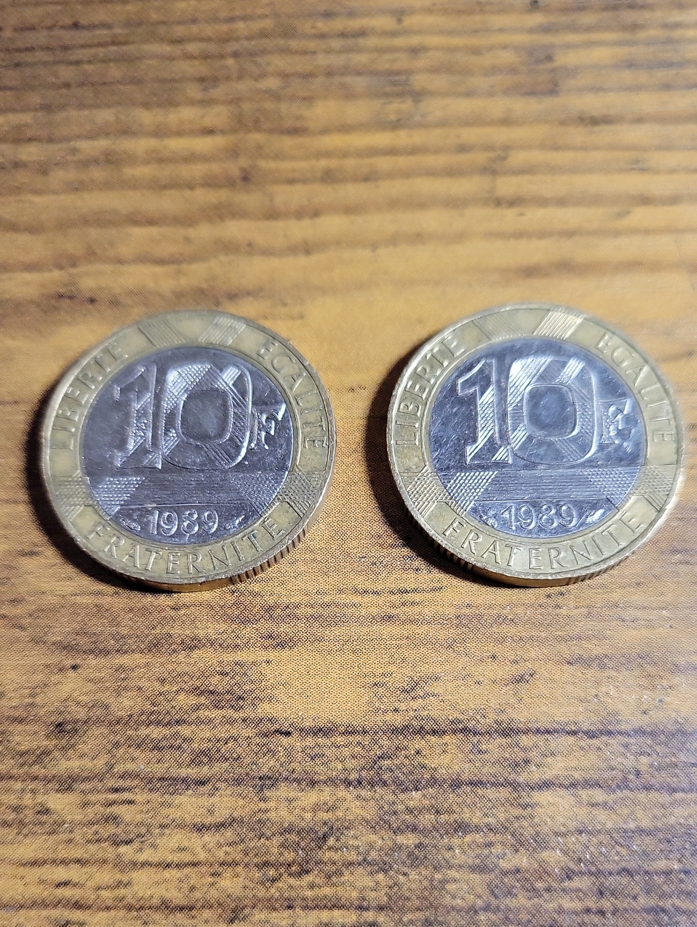 1989 French 10 Francs Coins- Set Of 2